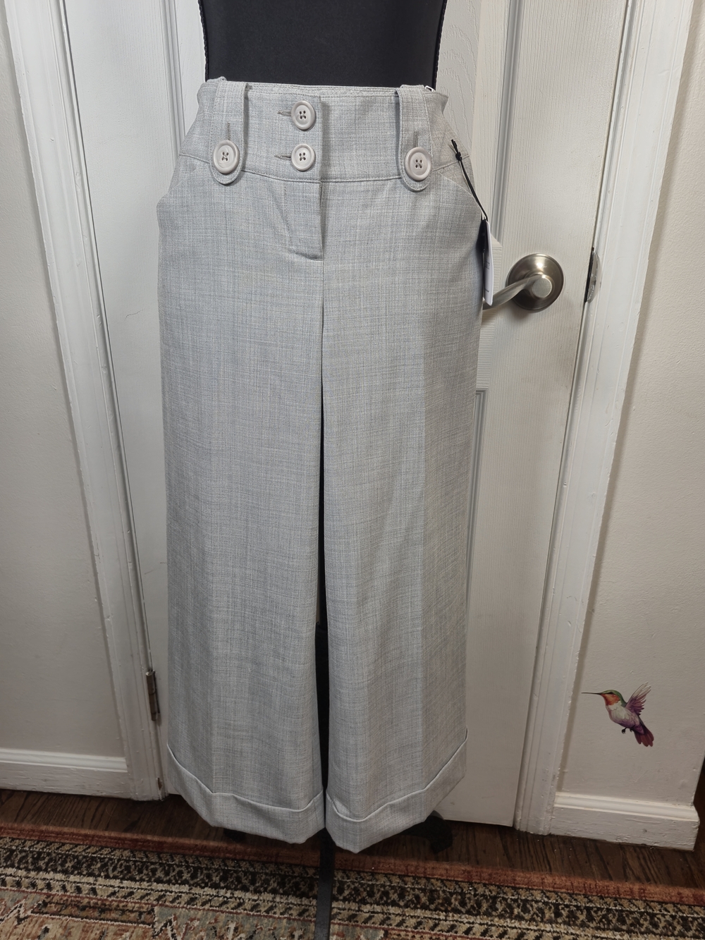 Express Design Studio The Editor Gray Y2K Wide Leg Cuffed Trousers Size 2 - Picture 3 of 6